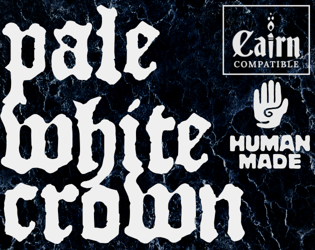 The cover of pale white crown, which has a dark blue sea background and the title in large, white blackletter text.