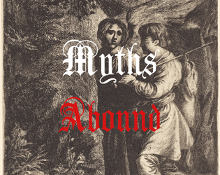 An angel walks beside a young man with a hunted animal slung over his shoulder.